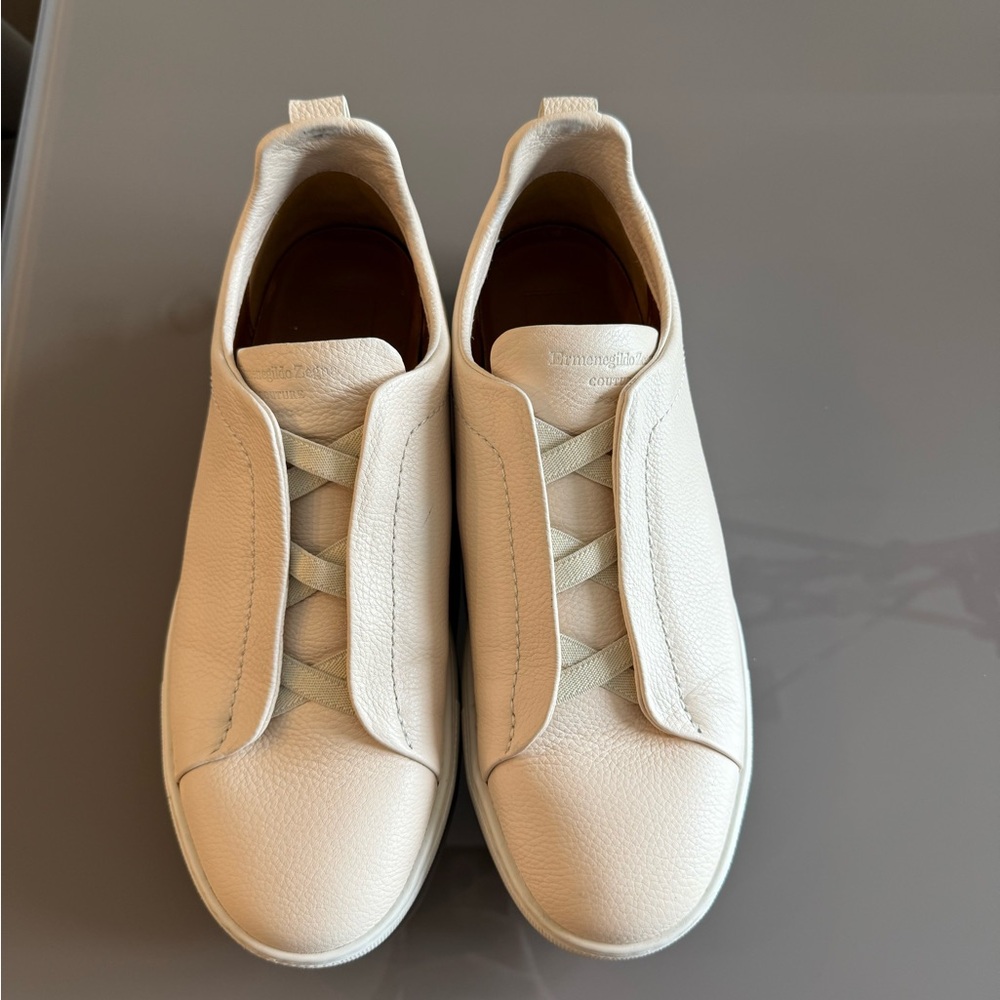 Zegna Triple Stitch Deerskin Leather Sneakers